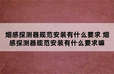 烟感探测器规范安装有什么要求 烟感探测器规范安装有什么要求嘛